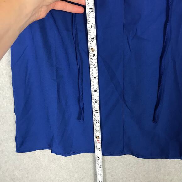 Max Studio Blouse Womens Small Blue Ruffle Office Church Flowy Top Loose Twee - Picture 7 of 11